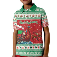 Wales Viking Santa Christmas Kid Polo Shirt Funny Reindeer Norse Xmas - Wonder Print Shop