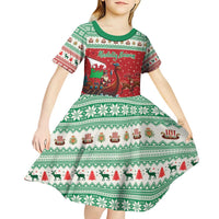 Wales Viking Santa Christmas Kid Short Sleeve Dress Funny Reindeer Norse Xmas - Wonder Print Shop