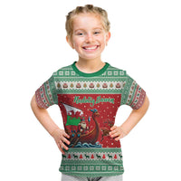 Wales Viking Santa Christmas Kid T Shirt Funny Reindeer Norse Xmas - Wonder Print Shop