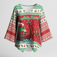 Wales Viking Santa Christmas Kimono Sleeve Blouse Funny Reindeer Norse Xmas - Wonder Print Shop