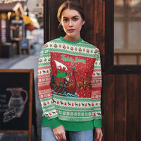 Wales Viking Santa Christmas Ugly Christmas Sweater Funny Reindeer Norse Xmas - Wonder Print Shop