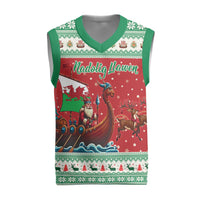 Wales Viking Santa Christmas Knitted V-Neck Vest Funny Reindeer Norse Xmas - Wonder Print Shop
