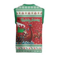 Wales Viking Santa Christmas Knitted V-Neck Vest Funny Reindeer Norse Xmas - Wonder Print Shop