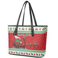 Wales Viking Santa Christmas Leather Tote Bag Funny Reindeer Norse Xmas - Wonder Print Shop