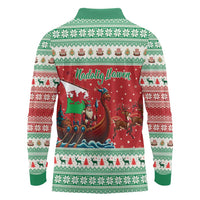 Wales Viking Santa Christmas Long Sleeve Polo Shirt Funny Reindeer Norse Xmas - Wonder Print Shop