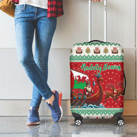 Wales Viking Santa Christmas Luggage Cover Funny Reindeer Norse Xmas - Wonder Print Shop