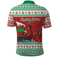Wales Viking Santa Christmas Polo Shirt Funny Reindeer Norse Xmas - Wonder Print Shop