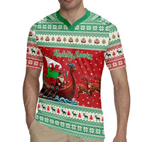 Wales Viking Santa Christmas Rugby Jersey Funny Reindeer Norse Xmas - Wonder Print Shop