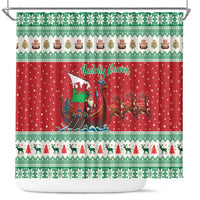 Wales Viking Santa Christmas Shower Curtain Funny Reindeer Norse Xmas - Wonder Print Shop