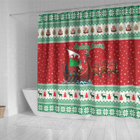 Wales Viking Santa Christmas Shower Curtain Funny Reindeer Norse Xmas - Wonder Print Shop