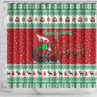 Wales Viking Santa Christmas Shower Curtain Funny Reindeer Norse Xmas - Wonder Print Shop