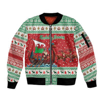 Wales Viking Santa Christmas Sleeve Zip Bomber Jacket Funny Reindeer Norse Xmas - Wonder Print Shop