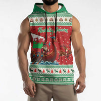 Wales Viking Santa Christmas Sleeveless Hoodie Funny Reindeer Norse Xmas - Wonder Print Shop