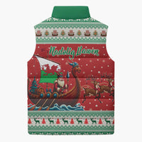 Wales Viking Santa Christmas Sleeveless Puffer Jacket Funny Reindeer Norse Xmas - Wonder Print Shop