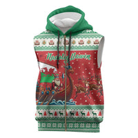 Wales Viking Santa Christmas Sleeveless Zip Hoodie Funny Reindeer Norse Xmas - Wonder Print Shop
