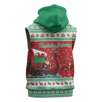 Wales Viking Santa Christmas Sleeveless Zip Hoodie Funny Reindeer Norse Xmas - Wonder Print Shop