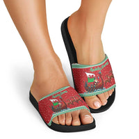 Wales Viking Santa Christmas Slide Sandals Funny Reindeer Norse Xmas - Wonder Print Shop