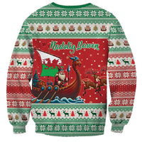 Wales Viking Santa Christmas Sweatshirt Funny Reindeer Norse Xmas - Wonder Print Shop
