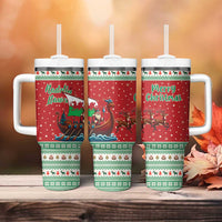 Wales Viking Santa Christmas Tumbler With Handle Funny Reindeer Norse Xmas - Wonder Print Shop
