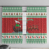 Wales Viking Santa Christmas Window Curtain Funny Reindeer Norse Xmas - Wonder Print Shop
