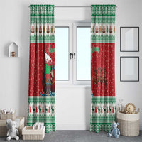 Wales Viking Santa Christmas Window Curtain Funny Reindeer Norse Xmas - Wonder Print Shop