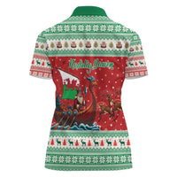 Wales Viking Santa Christmas Women Polo Shirt Funny Reindeer Norse Xmas - Wonder Print Shop