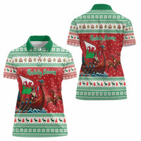 Wales Viking Santa Christmas Women Polo Shirt Funny Reindeer Norse Xmas - Wonder Print Shop