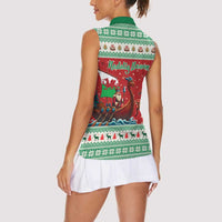Wales Viking Santa Christmas Women Sleeveless Polo Shirt Funny Reindeer Norse Xmas - Wonder Print Shop