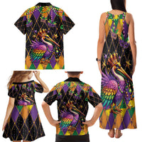 Pelican Mardi Gras Carnival Family Matching Tank Maxi Dress and Hawaiian Shirt Fat Tuesday - Wonder Print Shop
