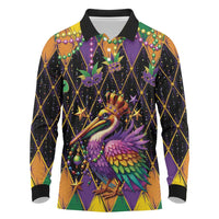 Pelican Mardi Gras Carnival Long Sleeve Polo Shirt Fat Tuesday - Wonder Print Shop