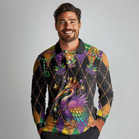 Pelican Mardi Gras Carnival Long Sleeve Polo Shirt Fat Tuesday - Wonder Print Shop