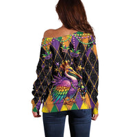 Pelican Mardi Gras Carnival Off Shoulder Sweater Fat Tuesday - Wonder Print Shop