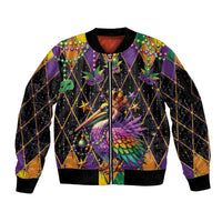 Pelican Mardi Gras Carnival Sleeve Zip Bomber Jacket Fat Tuesday - Wonder Print Shop