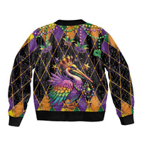 Pelican Mardi Gras Carnival Sleeve Zip Bomber Jacket Fat Tuesday - Wonder Print Shop