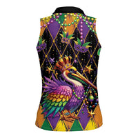 Pelican Mardi Gras Carnival Women Sleeveless Polo Shirt Fat Tuesday - Wonder Print Shop