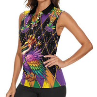 Pelican Mardi Gras Carnival Women Sleeveless Polo Shirt Fat Tuesday - Wonder Print Shop