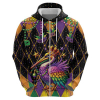 Pelican Mardi Gras Carnival Zip Hoodie Fat Tuesday - Wonder Print Shop