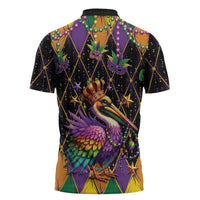 Pelican Mardi Gras Carnival Zipper Polo Shirt Fat Tuesday - Wonder Print Shop