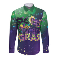 Mardi Gras Masquerade Mask Long Sleeve Button Shirt NOLA Vibe - Wonder Print Shop