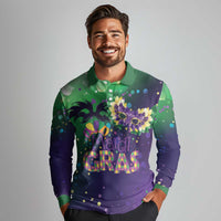 Mardi Gras Masquerade Mask Long Sleeve Polo Shirt NOLA Vibe - Wonder Print Shop