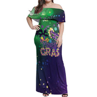 Mardi Gras Masquerade Mask Off Shoulder Maxi Dress NOLA Vibe - Wonder Print Shop