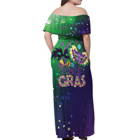 Mardi Gras Masquerade Mask Off Shoulder Maxi Dress NOLA Vibe - Wonder Print Shop