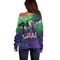 Mardi Gras Masquerade Mask Off Shoulder Sweater NOLA Vibe - Wonder Print Shop