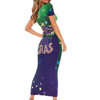 Mardi Gras Masquerade Mask Short Sleeve Bodycon Dress NOLA Vibe - Wonder Print Shop