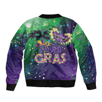 Mardi Gras Masquerade Mask Sleeve Zip Bomber Jacket NOLA Vibe - Wonder Print Shop