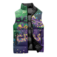 Mardi Gras Masquerade Mask Sleeveless Puffer Jacket NOLA Vibe - Wonder Print Shop