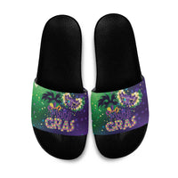 Mardi Gras Masquerade Mask Slide Sandals NOLA Vibe - Wonder Print Shop