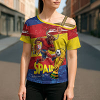 Spain National Football Custom Cross Shoulder Shirt Spanish Bull Trophy Todos con La Roja