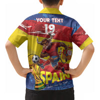 Spain National Football Custom Kid Hawaiian Shirt Spanish Bull Trophy Todos con La Roja