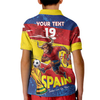 Spain National Football Custom Kid Polo Shirt Spanish Bull Trophy Todos con La Roja